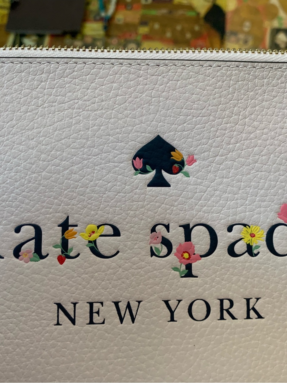 Kate Spade White Floral Logo Wristlet